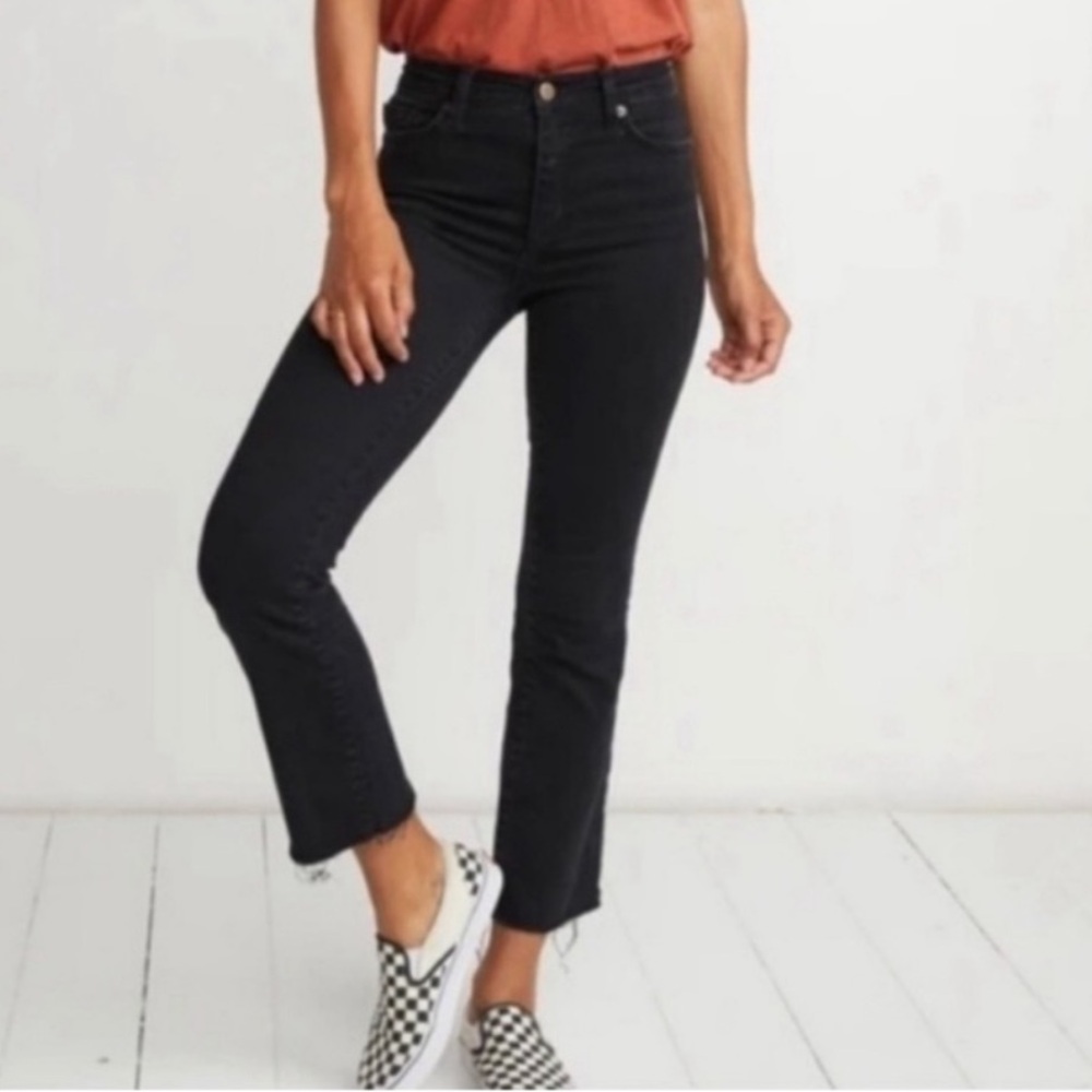 Marine Layer Vintage Straight Jeans Raw Hem Washed Black High Rise Size 27